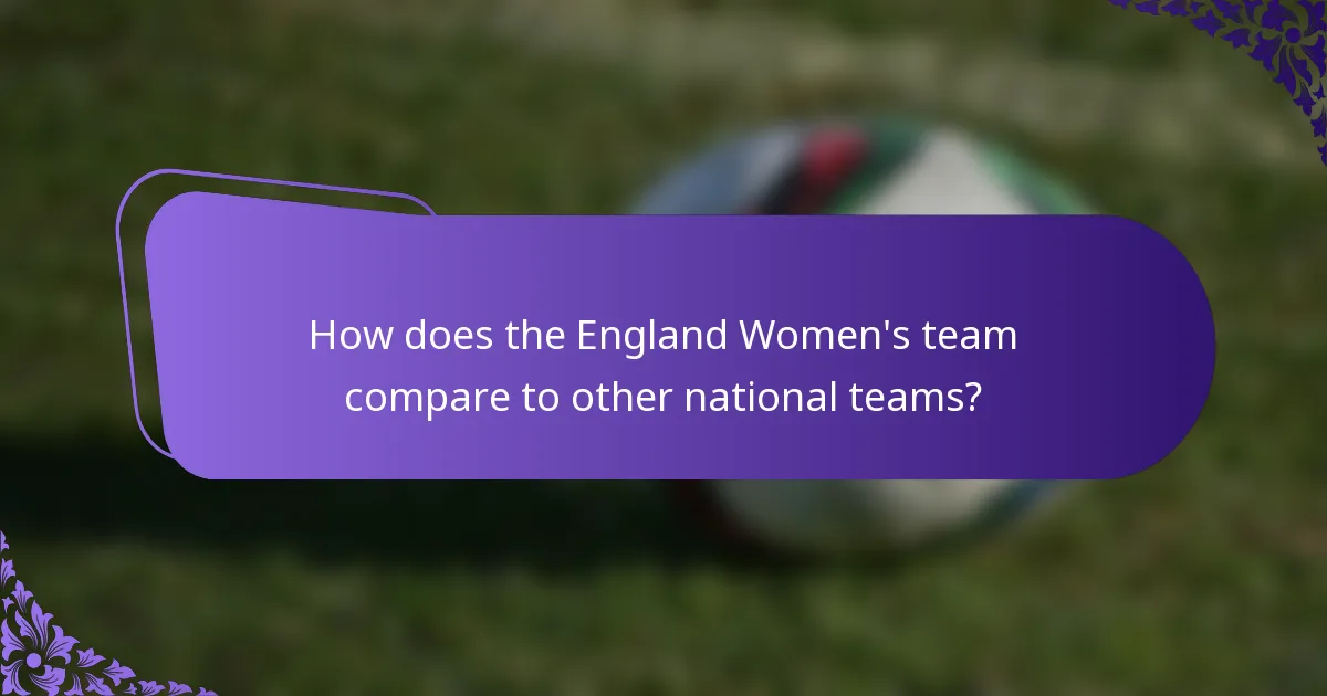 How does the England Women's team compare to other national teams?