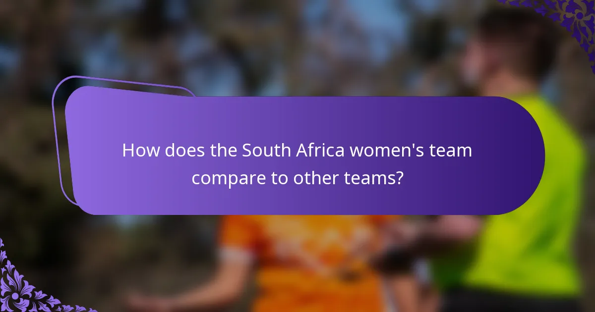 How does the South Africa women's team compare to other teams?