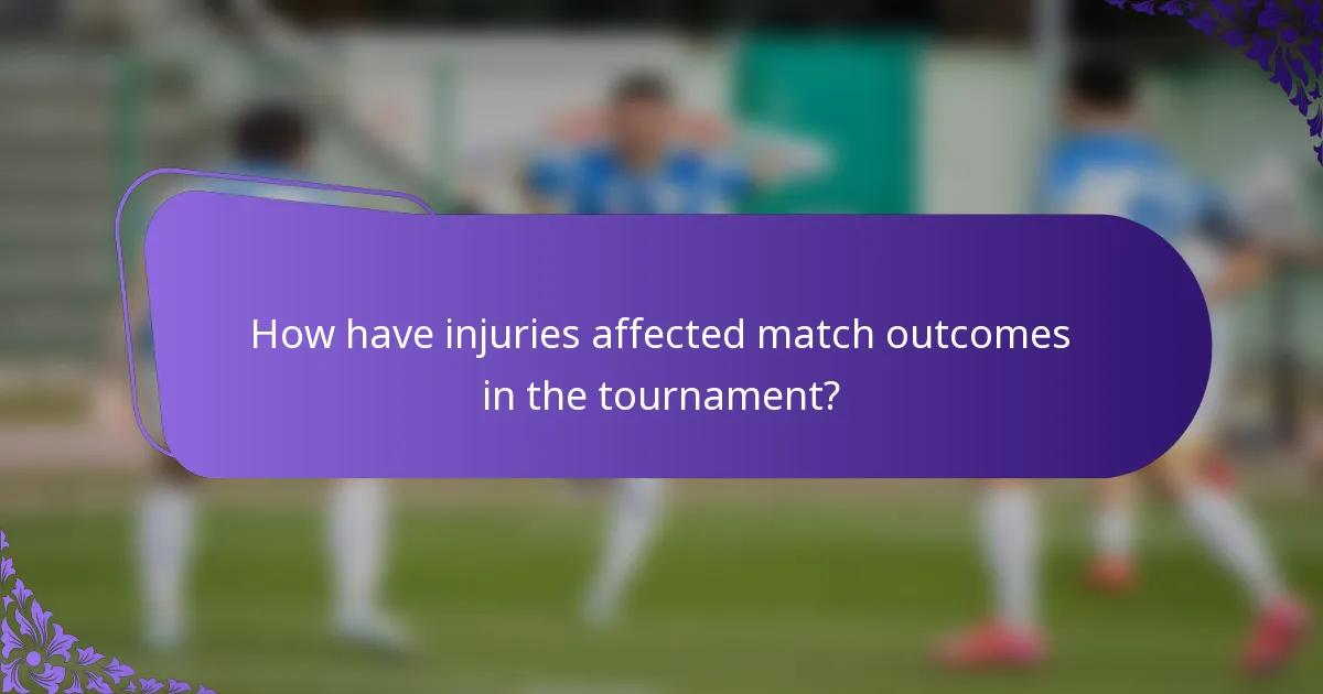 How have injuries affected match outcomes in the tournament?