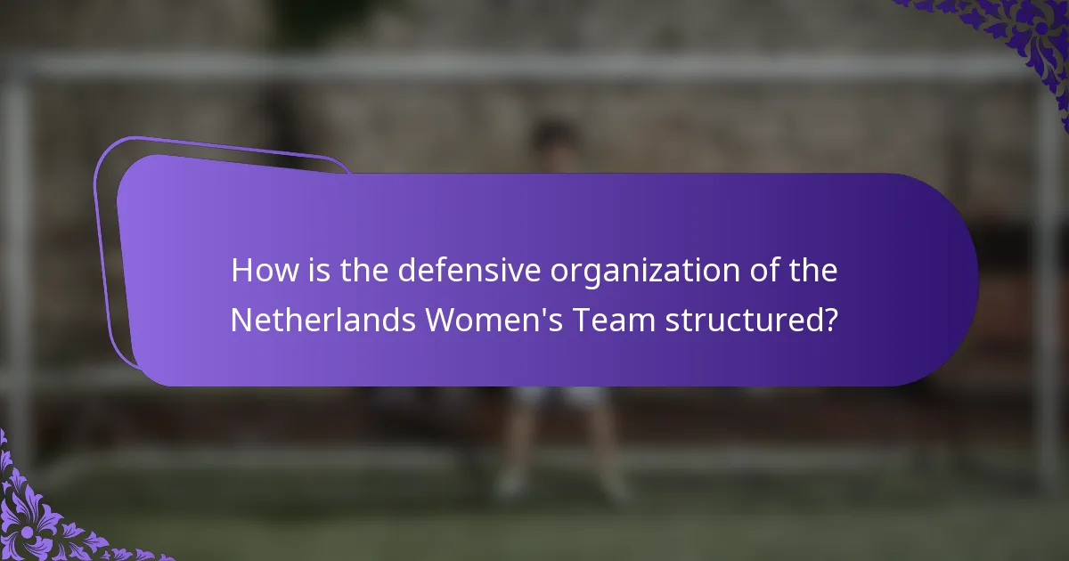 How is the defensive organization of the Netherlands Women's Team structured?