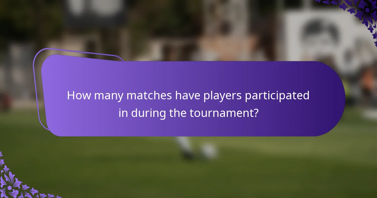 How many matches have players participated in during the tournament?