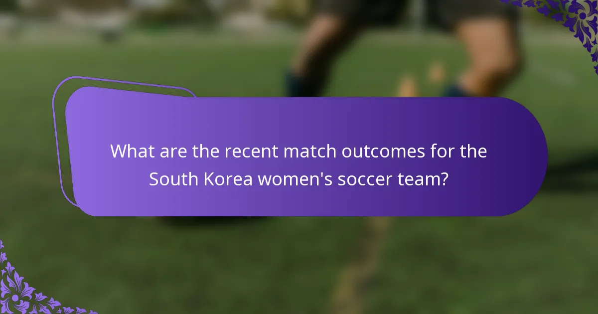 What are the recent match outcomes for the South Korea women's soccer team?