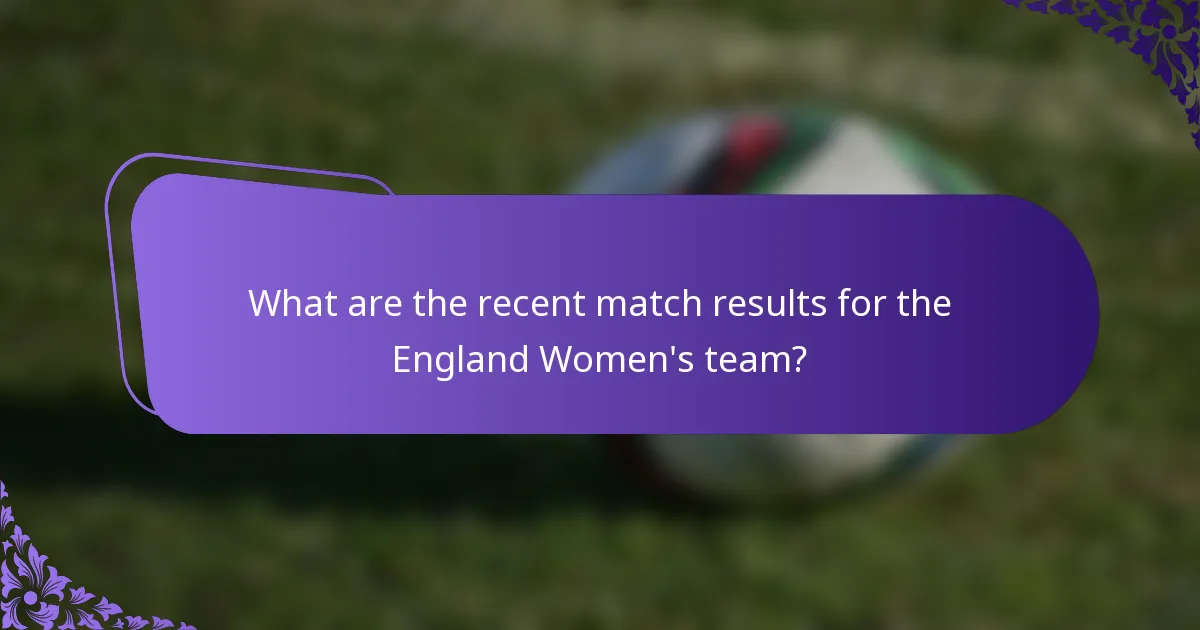 What are the recent match results for the England Women's team?
