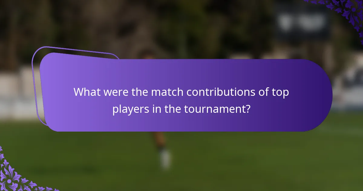What were the match contributions of top players in the tournament?