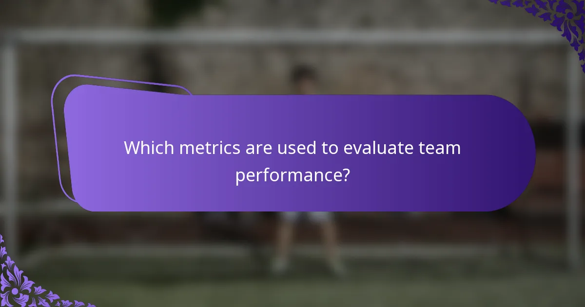 Which metrics are used to evaluate team performance?