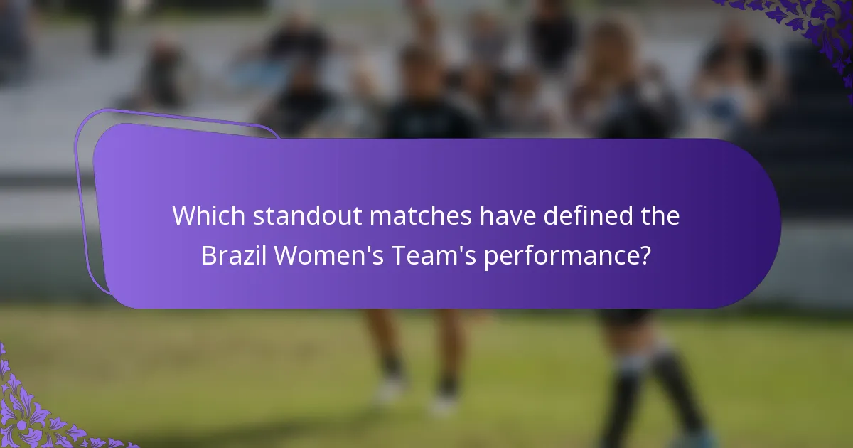 Which standout matches have defined the Brazil Women's Team's performance?